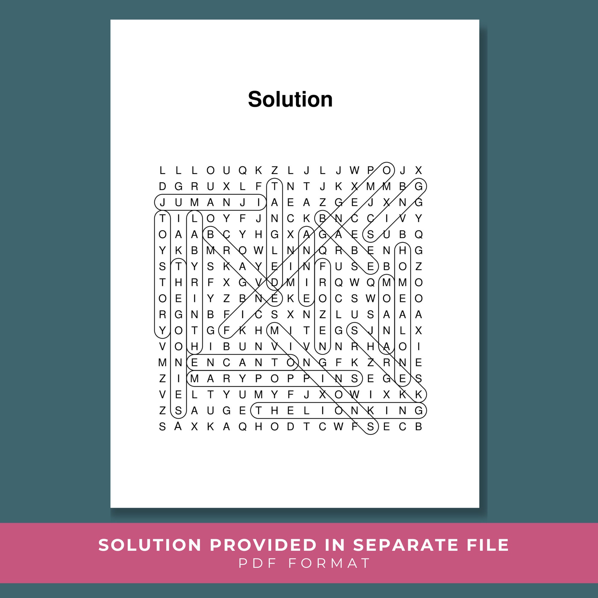 Family Movies Word Search, Printable Movie Night Puzzle Activity, Party ...
