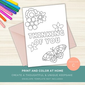 Printable Thinking of You Coloring Card Bundle, DIY Get Well & Sympathy ...