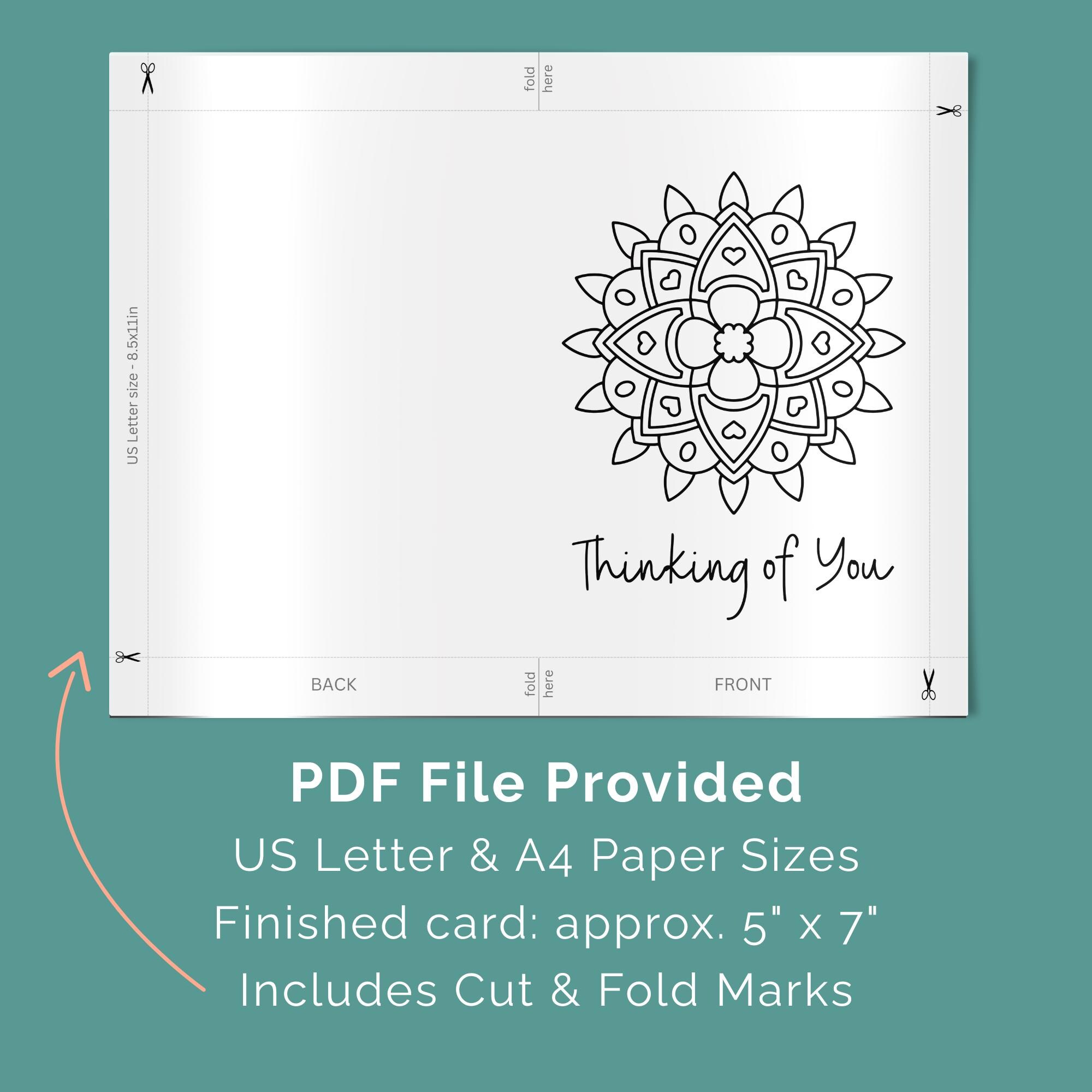 Thinking of You Coloring Card Printable, Mandala Card for Adults ...