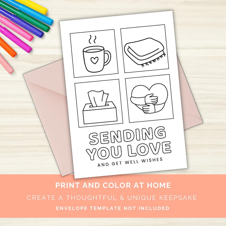 Printable Get Well Soon Card to Color, Feel Better Card, Thinking of ...