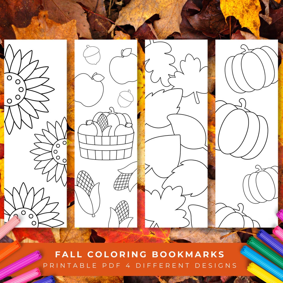 Printable Fall Coloring Bookmarks, Thanksgiving Crafts, Classroom ...