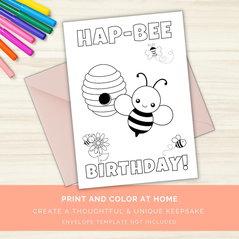 Happy Birthday Coloring Card, Printable Birthday Card to Color for Kids ...
