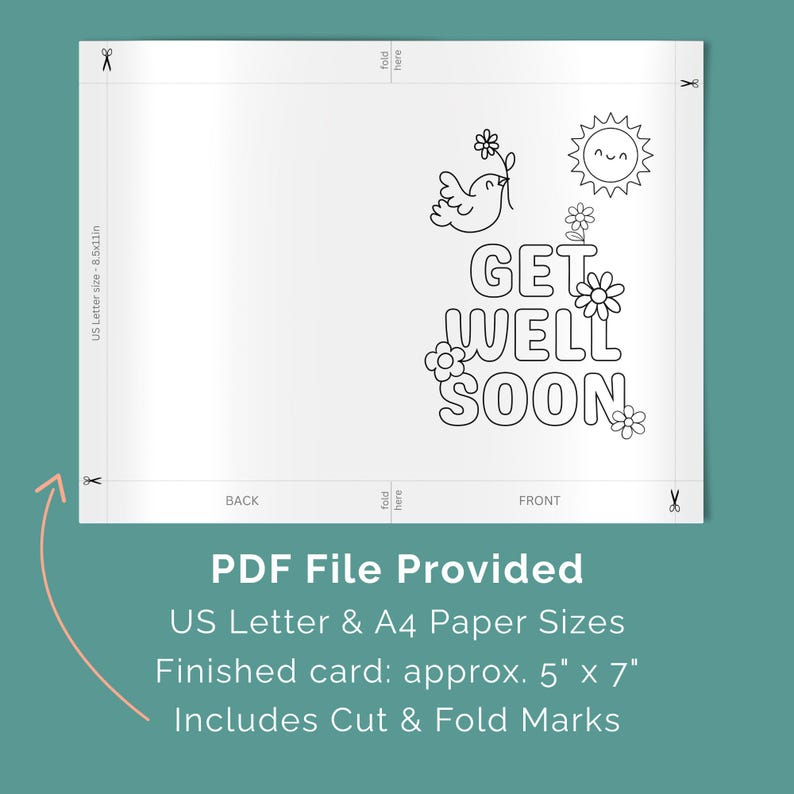 Get Well Soon Coloring Card, Printable Feel Better Card to Color ...