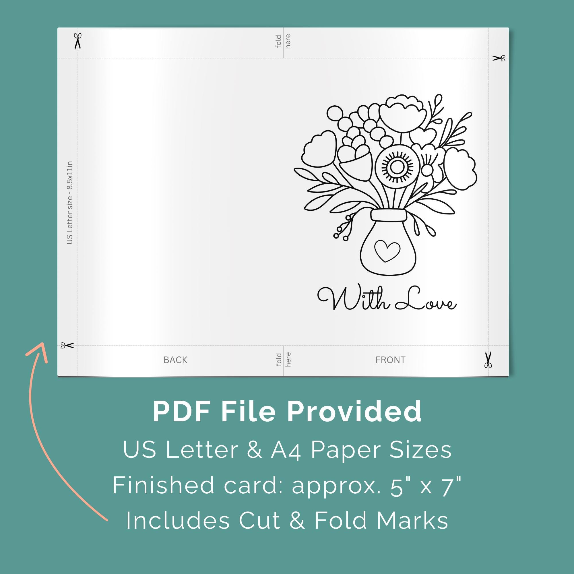 Thinking of You Coloring Cards Bundle, Printable Floral Cards to Color ...