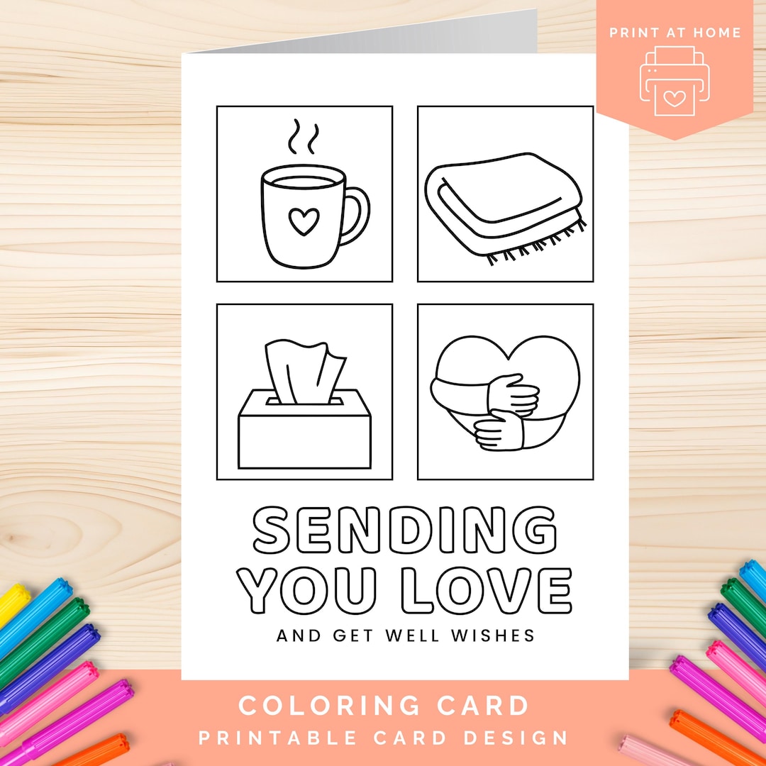 Printable Get Well Soon Card to Color, Feel Better Card, Thinking of ...