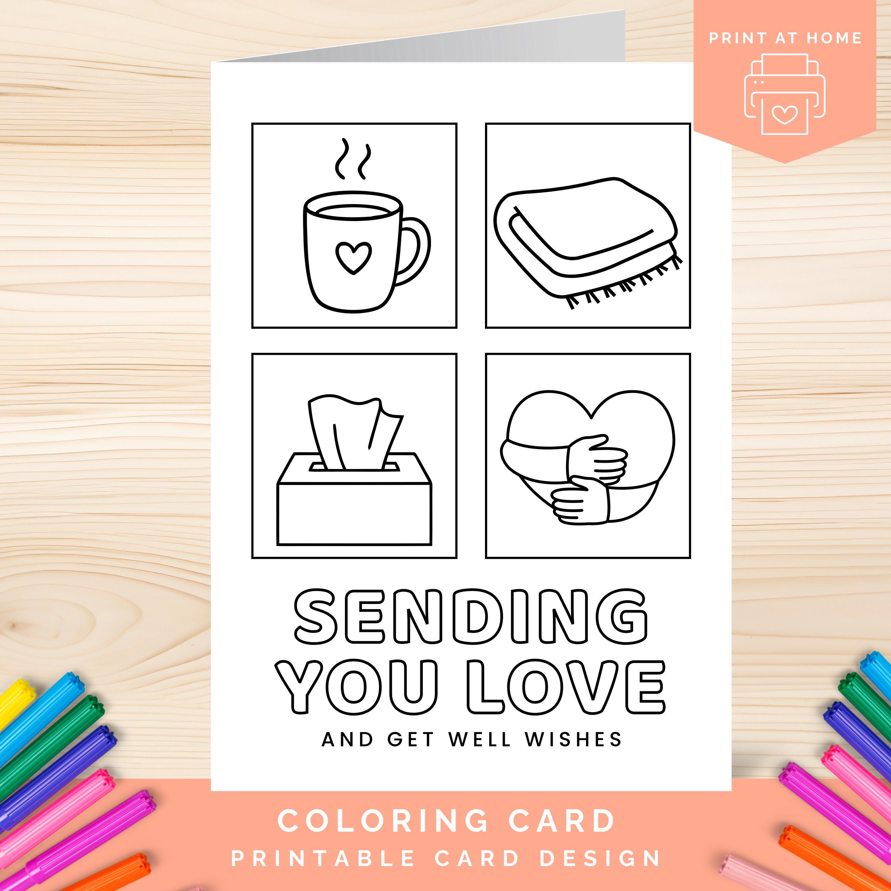 Printable Get Well Soon Card to Color, Feel Better Card, Thinking of ...