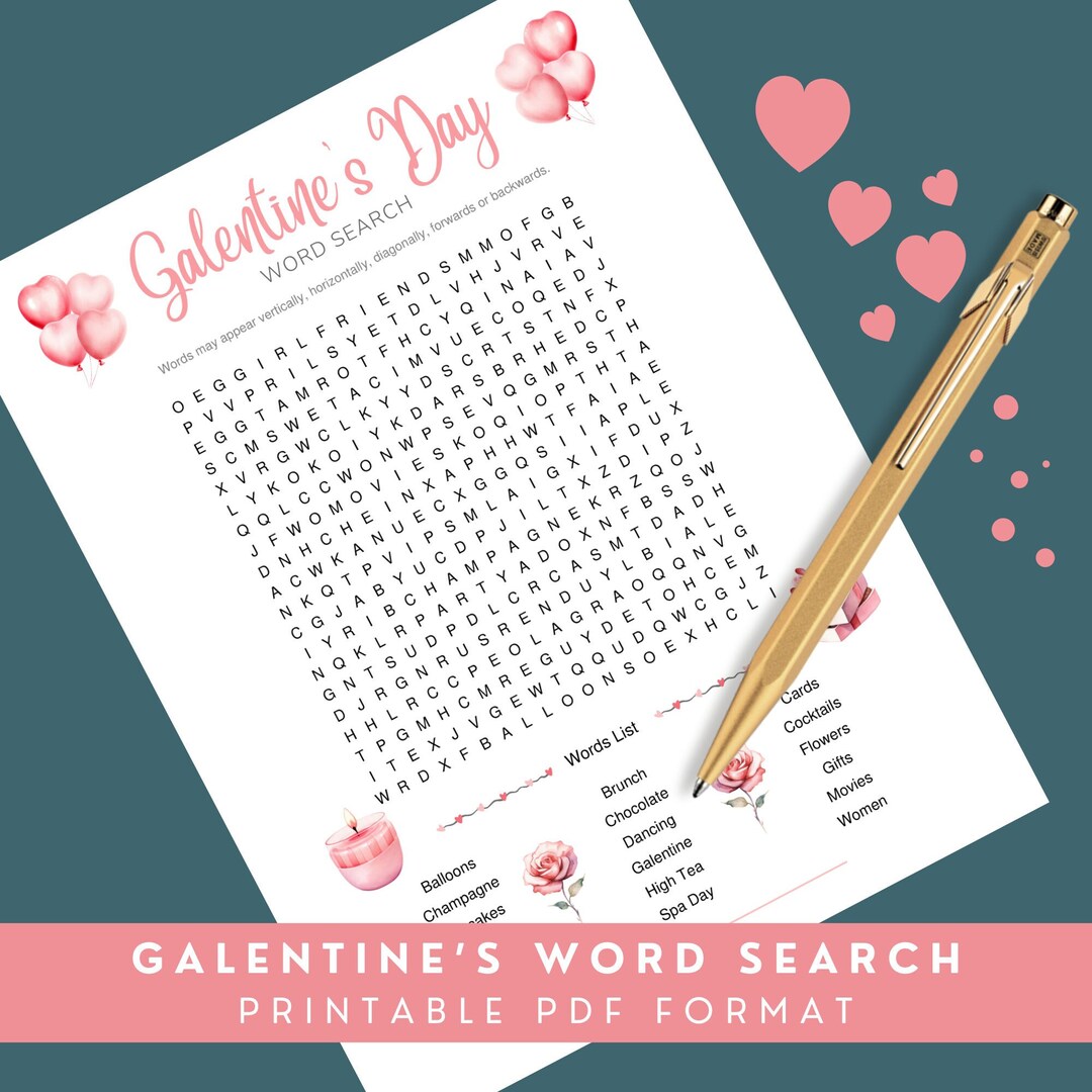 Galentines Day Games, Word Games, Galentines Word Search, Galentine's ...