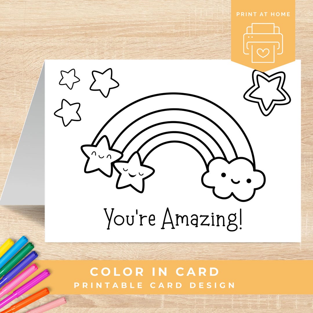 Encouragement Card to Color, You’re Amazing Coloring Card Printable