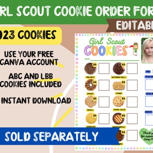 Girl Scout Cookie Thank You Tag, Editable Canva Template, EDITABLE Note ...
