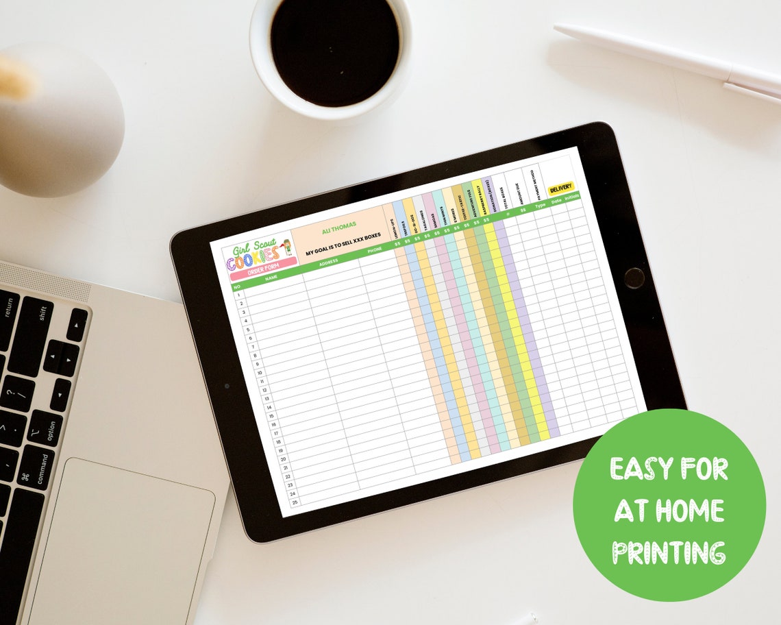 2024 Girl Scout Cookie Order Form Template, Editable With Google Sheets ...