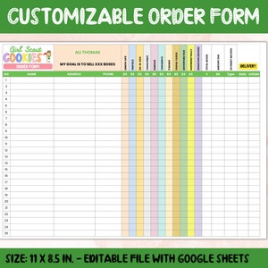 2024 Girl Scout Cookie Order Form Template, Editable With Google Sheets ... image.