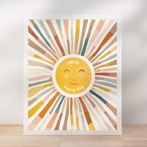 Sun Playroom Poster, Watercolor Sun Print, Watercolor Nursery Decor, Rainbow Sun Wall Art, Sun Wall Art, Boho Sun Print, Girls Room Decor