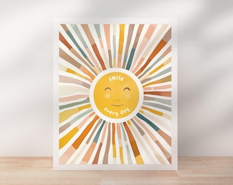 Sun Playroom Poster, Watercolor Sun Print, Watercolor Nursery Decor, Rainbow Sun Wall Art, Sun Wall Art, Boho Sun Print, Girls Room Decor