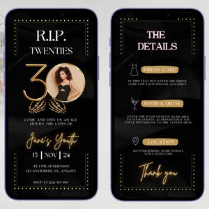 RIP 20s Invitation, 30th Party Invite, RIP Twenties Party Invitation, Death to my 20&#39;s Invite, 30th Birthday Invite, Death to Youth Party