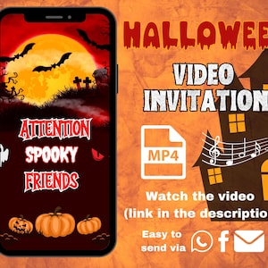Halloween Party Video Invitation, Halloween Invitation, Halloween Animated Video, Halloween Custom Invite, Adult Halloween Party Invitation