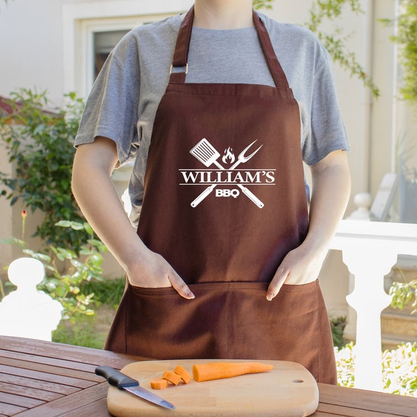 Custom BBQ Apron, Personalized Apron, Apron for Men, Father's Day Gift, Gift for Grandpa, Dad Apron, BBQ Apron, Barbecue Apron, Grill Gift