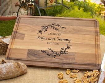 Tabla de cortar personalizada, regalo de boda personalizado, tabla de cortar de pareja, regalo de compromiso personalizado, regalo de aniversario, regalo de despedida de soltera