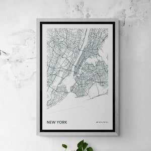 Cartel del mapa de Nueva York, Impresión del mapa de Nueva York, Ciudad de Nueva York, Arte de la pared de la moda, Nueva York, Mapa en blanco y negro, Mapa de Nueva York, Arte de la pared