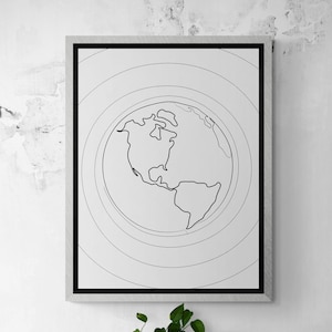 One Line Art World Map