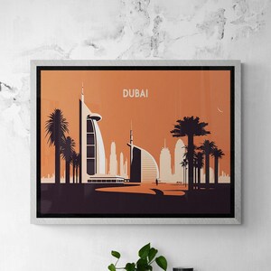 Colorful Dubai Landscape Illustration for Wall Art