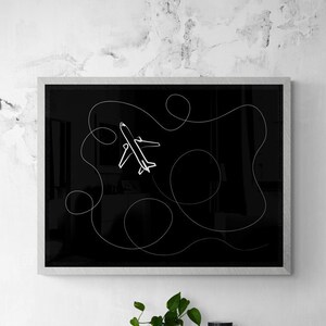 Sleek Black One Line Art of an Airplane