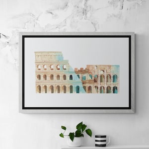 Colosseo Illustration, Download Wonders of the World Art, Landmarks of the World Digital Art, Famous Landmarks Wall Art,Printable  Monuments