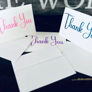 Cartes de correspondance pliées Merci, lettres scintillantes, lot de 15 avec enveloppes blanches