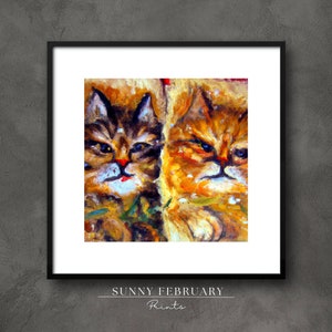 Cat Art / Instant Download / Digital Artwork / Printable Wall Art / Digital Download / Home Decor / Oil Painting / Animal Art / Square Art