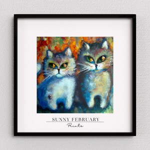 Cat Art / Instant Download / Digital Artwork / Printable Wall Art / Digital Download / Home Decor / Oil Painting / Animal Art / Square Art