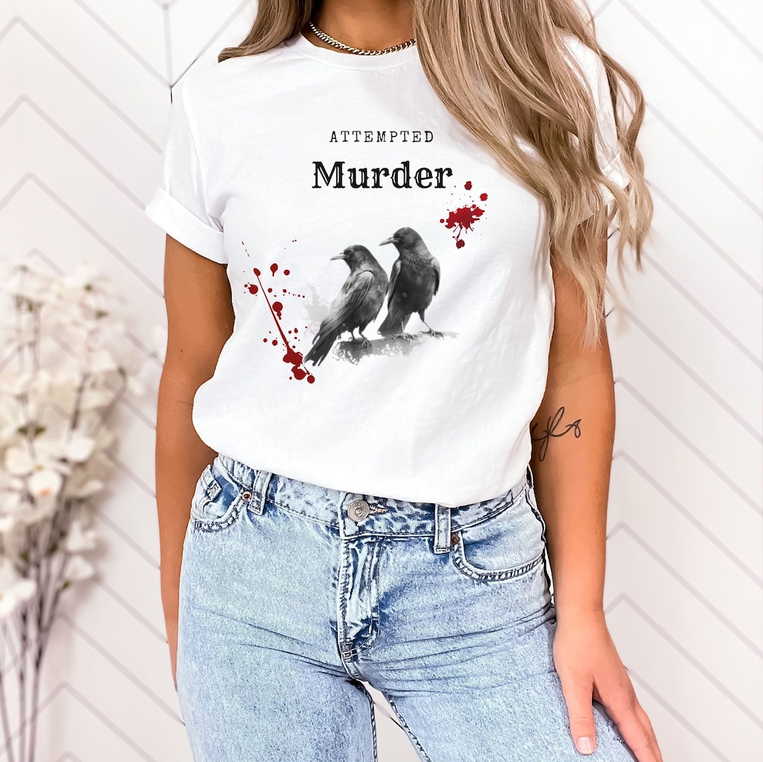 Funny Crow Shirt – F-caw-f Graphic V-Neck T-Shirt, Casual Black Bird Humor Tee