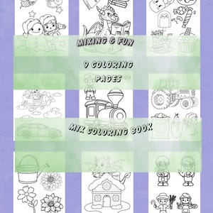 Coloring Book Pages for Children or Adults - Mix and Fun 9 Colouring Pages