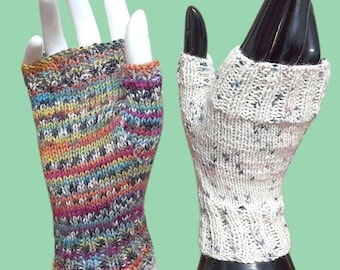 Ladies Fingerless Mittens Knitting Pattern DK and 4ply PDF