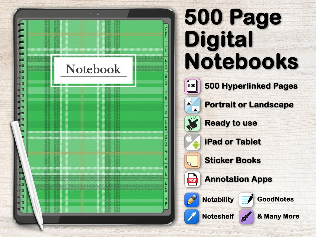 Digital Notebook 500 Page Digital Notebooks With Hyperlinks Etsy