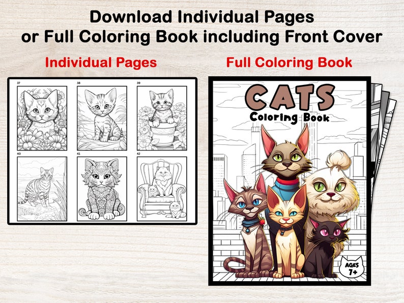 200 Coloring Pages of Cats and Kittens Coloring Book Ages Etsy