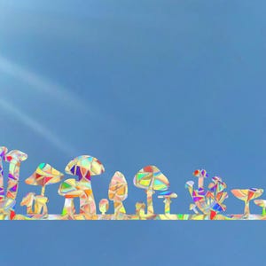 Mushroom Suncatcher Stickers (2 pcs): Rainbow Prism Window Clings