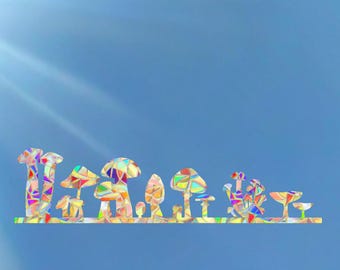 Mushroom Suncatcher Stickers (2 pcs): Rainbow Prism Window Clings