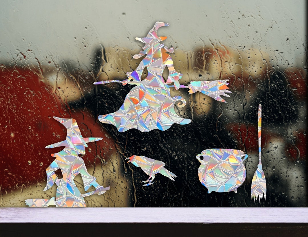 Witch Suncatcher Sticker Set, Window Cling Sun Catcher Decals, Rainbow Maker Stickers Etsy