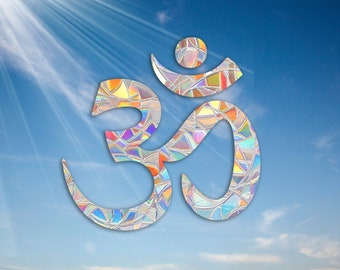 OM Symbol Window Cling: Rainbow Suncatcher, Yoga Decor (Set of 3)