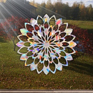 Mandala Window Suncatcher Cling / Sun Catcher Decal / Rainbow Maker Sticker / Holographic designs piece