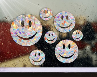 Raamstickers smiley (7 stuks): Rainbow Suncatcher-stickers