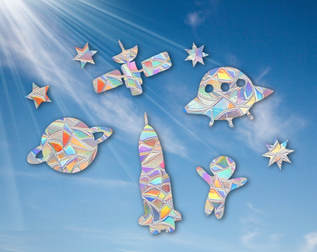 9 Space Suncatcher Sticker Set, Rainbow Maker Decals, Suncatcher Window