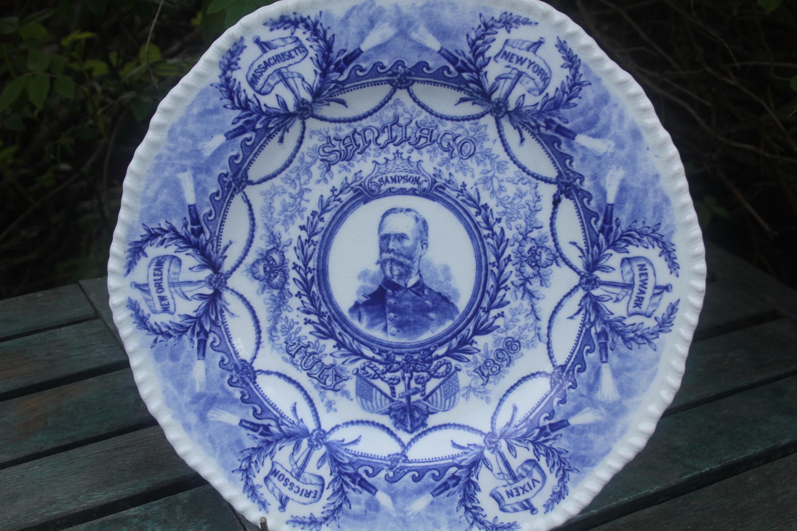Rare Antique 1898 Coalport Plate Admiral Sampson Spanish American