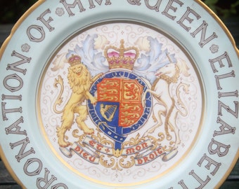 Vintage Paragon Plate 27cm Coronation of Queen Elizabeth II 1953 Painted Royal Family