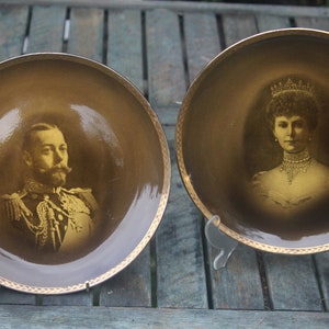 2 Antique 1911 Coronation Plate King George V & Queen Mary Ridgways British Royal Family