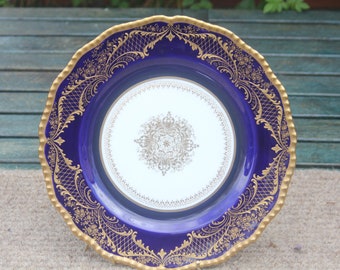 Antique Royal Doulton Plate 25cm Heavy Gilded Higgins & Seiter Blue Gold Cabinet