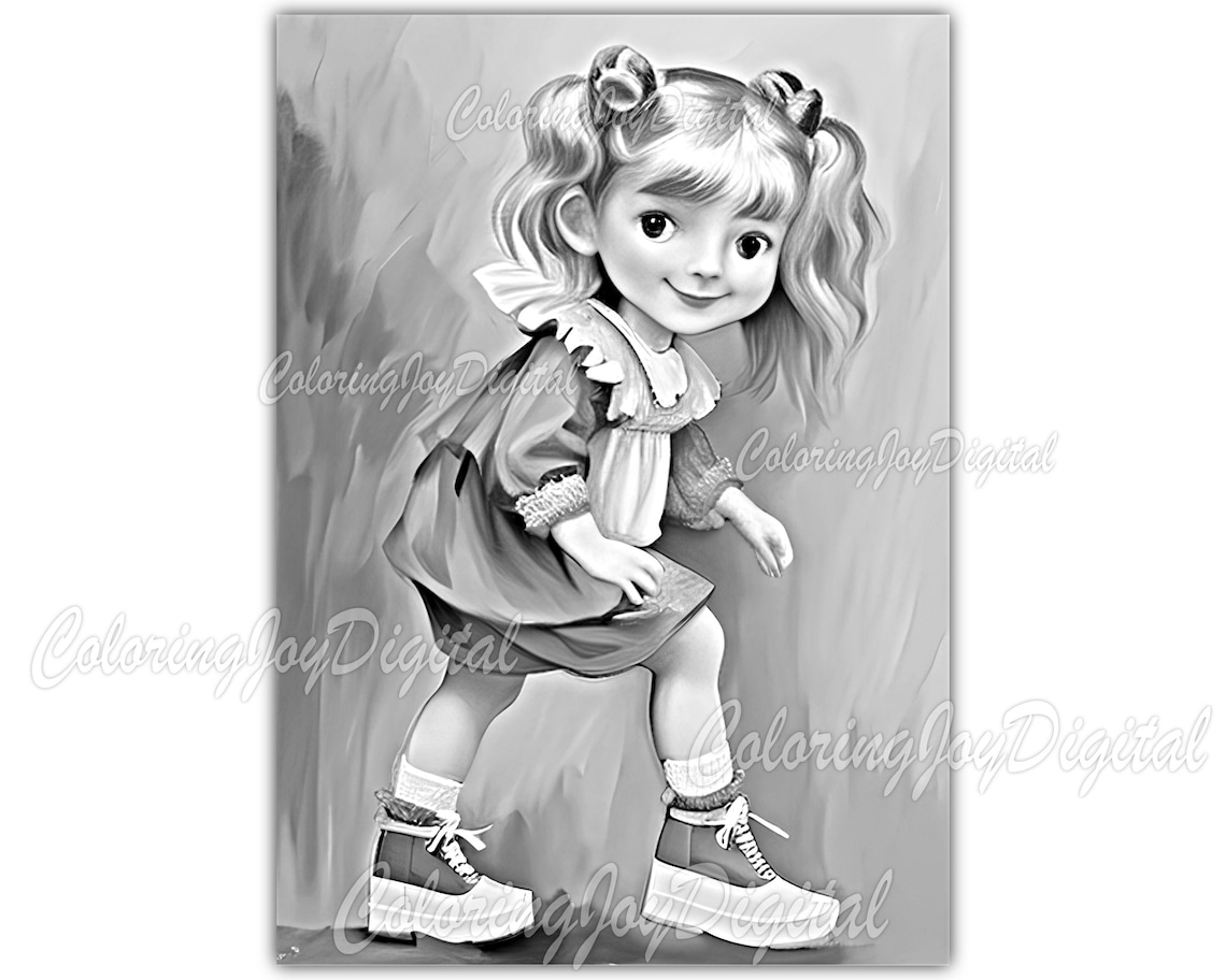 Dancer Girl Coloring Pages Grayscale Coloring Page Printable - Etsy