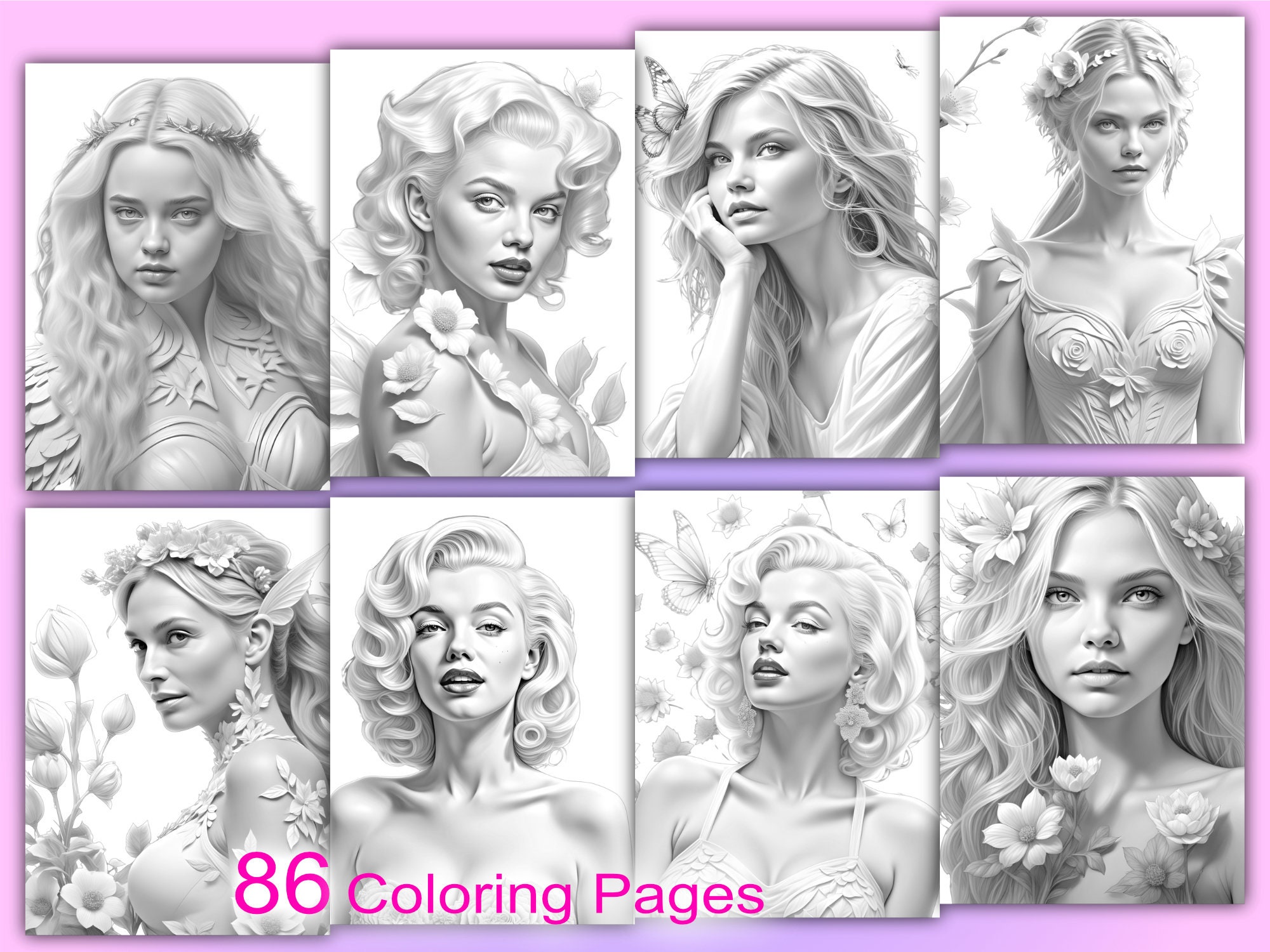 Loveliness. the Women of Flowers Collection 2. Paper Colouring Book. Artist  Edition With My Signature. Spiral Bound. 
