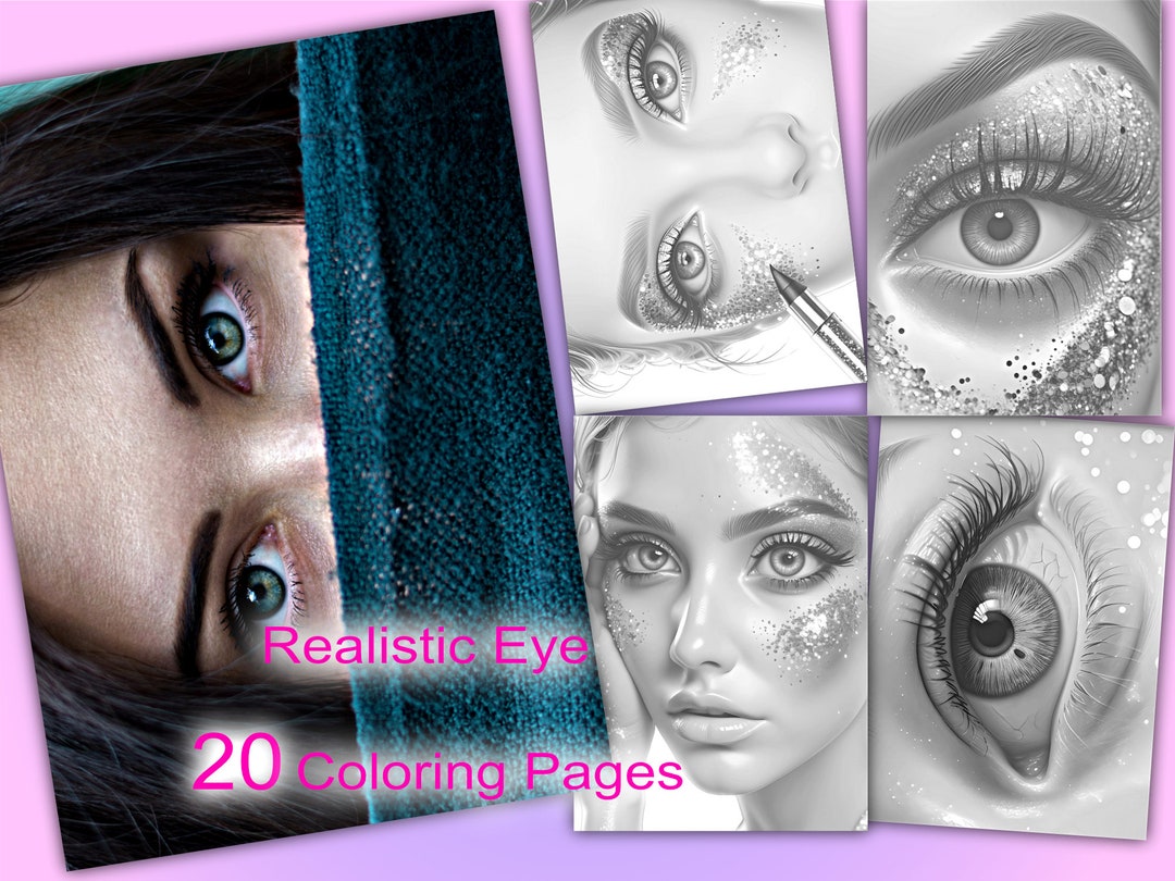 Buy 20 Realistic Eye Coloring Page, Printable Adult Coloring Pages