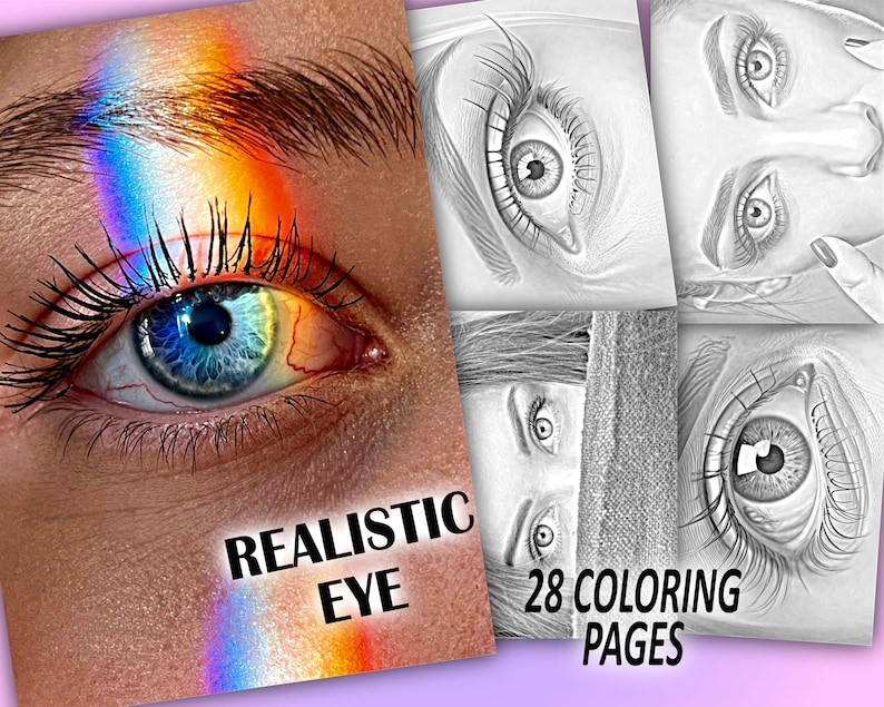 28 Realistic Eye Coloring Page Printable Adult Coloring Etsy Israel
