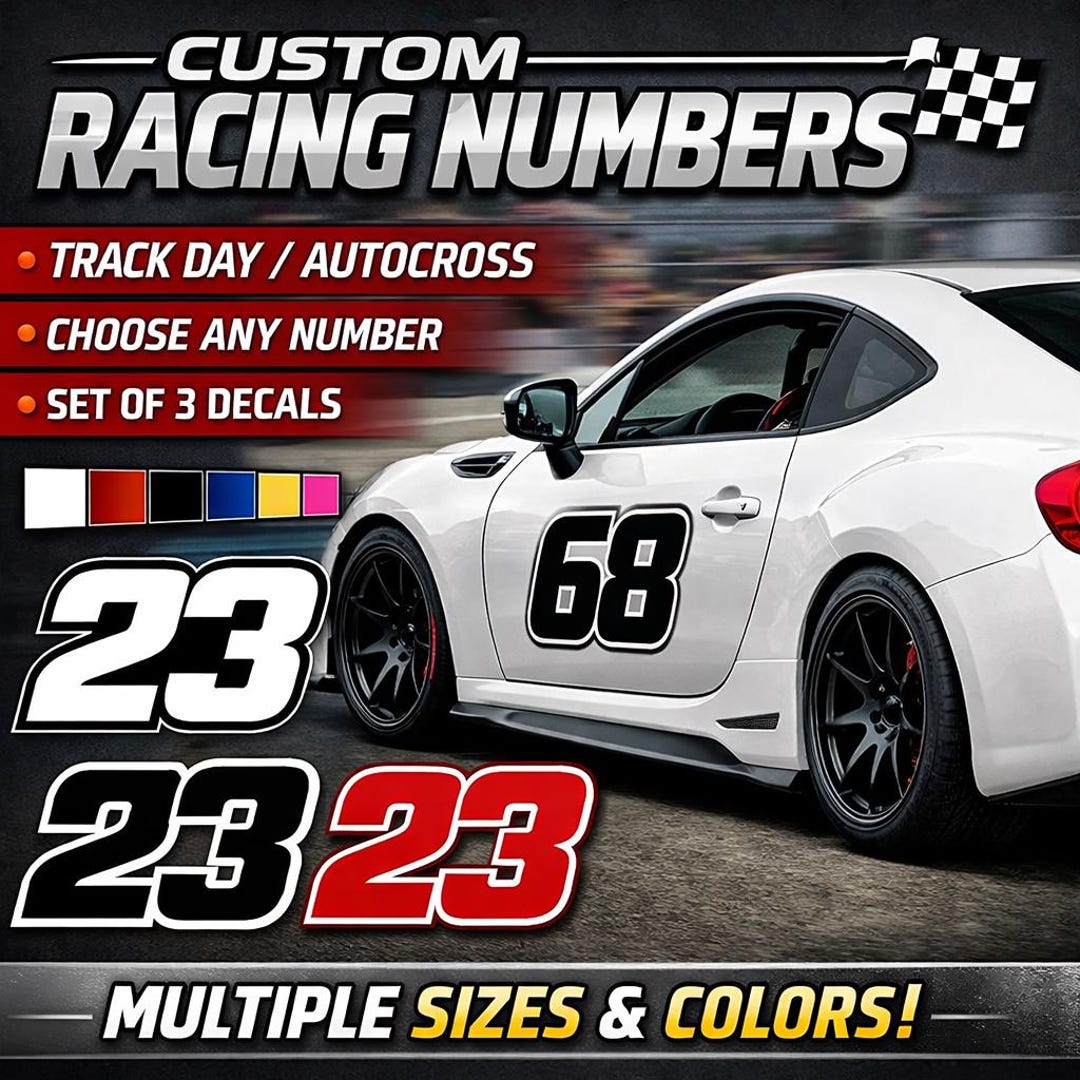X Number Racing Decal Custom Racing Number Decals | Motorsport Vinyl Stickers (set of 3) - Etsy